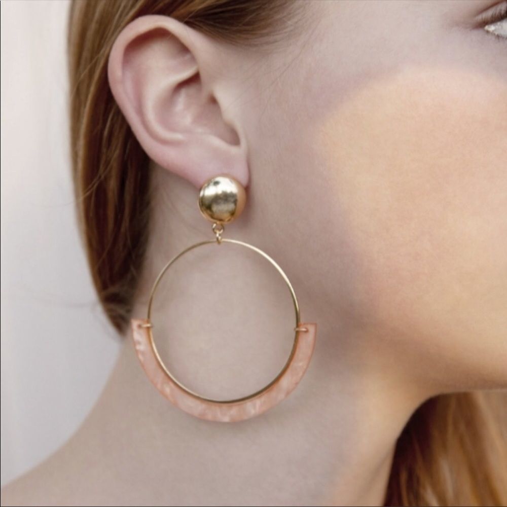 Ettika x Revolve Statement Earrings Pinkย Resin 18K Gold Plated Hoop OS
